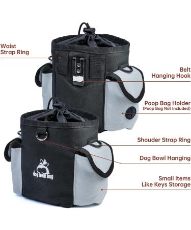 Bepilesto XL Black Dog Treat Pouch with Shoulder Straps - Ideal for Dog Walking & Training - Buy Online on GoSupps.com