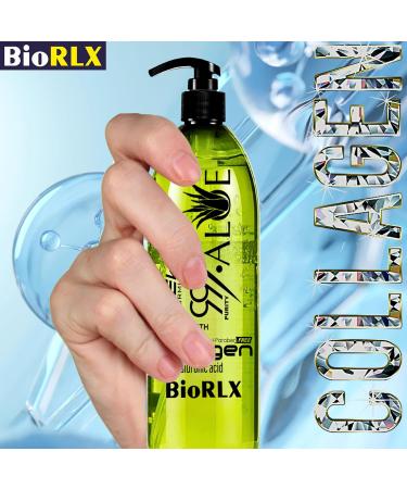 BioRLX 99% Aloe Vera Gel with Collagen and Hyaluronic Acid 250 Ml 8.5 Fl Oz - For Face Body Hair & Scalp After Sun Relief Natural Soothing Hydrating Pump bottle 8.5 Fl Oz (Pack of 1) - Buy Online on GoSupps.com