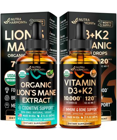 NUTRAHARMONY Lions Mane & Vitamin D3 K2 Drops
