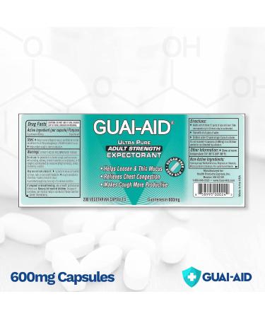 GUAI-AID 24 OTC Ultra-Pure Guaifenesin 600mg Veg Capsules Travel Bottle - Buy Online on GoSupps.com