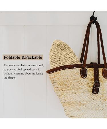 Foldable Floppy Straw Sun Hat with Wide Brim for Women - Beige - Buy Online on GoSupps.com