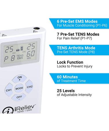TENS Unit & EMS Muscle Stimulator Combo for Pain Relief & Muscle Recovery - Targets Shoulders, Back, Abs, Legs, Knees | Soothes Arthritis & Sore Muscles - Buy Online on GoSupps.com
