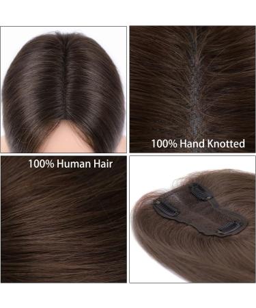 Brown 10 Inch Human Hair Topper for Thinning Hair Women - Real Hair Wiglet Hairpiece 4# (Medium Brown) - Buy Online on GoSupps.com