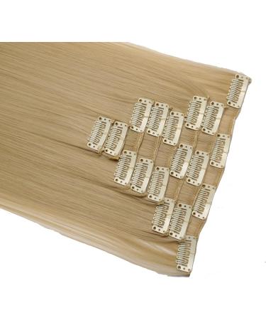 Ombre Colorful Synthetic Clip in Hair Extensions - 23 Golden Mix Bleach Blonde - 8Pcs, 18Clips - Full Head Coverage - Buy Online on GoSupps.com