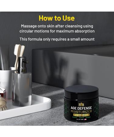 Men's Anti-Aging Moisturizer with Stem Cells - Anti-Wrinkle Skin Cream for Face - Plus Hyaluronic Acid and Peptides - Firming and Tightening Age Defense Cream Made in USA - Day & Night - 2 oz - Buy Online on GoSupps.com