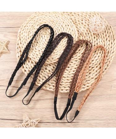 Lurrose 4PC Elastic Braided Hair Bands | Double Braided Twisted Head Wraps for Women & Girls | Random Colors - International Shipping Available - Buy Online on GoSupps.com
