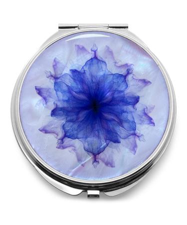 MADDesign Mother of Pearl Compact Makeup Travel Mirror Flower Petals Purple