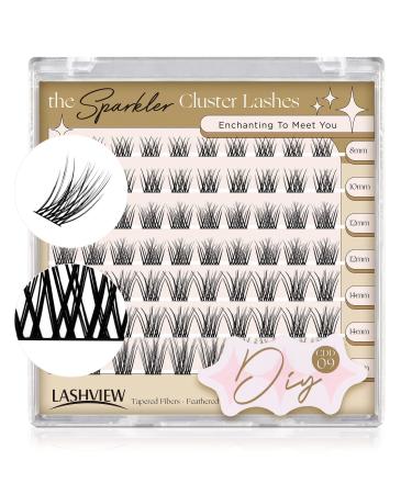 LASHVIEW Cluster Lashes 8-16mm DIY Eyelash Extensions Cluster Eyelashes for Self-application Individual Lashes at Home 3D Rapid Soft and Lightweight-Style CDD09 CDD09 8-16mm