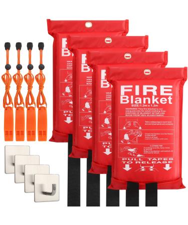 ELDAR 4-Pack Fire Blanket - X-Large Fiberglass Fire Blanket Fire Suppression Blanket - Fire Blankets Emergency for People - Fire Safety Blanket with Emergency Whistles - Fireblanket for Kitchen, Home 47.2 * 47.2 Inches - Buy Online on GoSupps.com