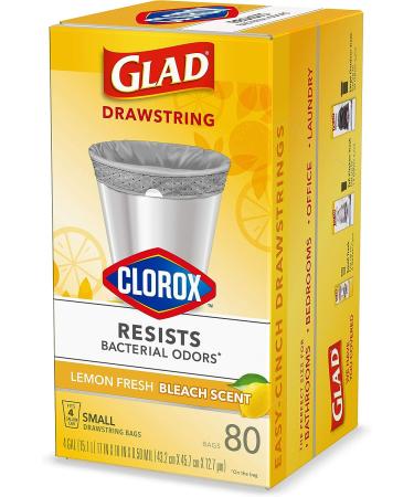 Glad Lemon Fresh Bleach Scent Small Kitchen Trash Bags - 4 Gallon, 80 Count - Buy Online on GoSupps.com