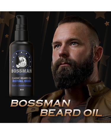 Bossman 2oz Natural Beard Oil - Jojoba Argan & Avocado Oil | Royal Oud Scent | Premium Grooming for Beards - Buy Online on GoSupps.com
