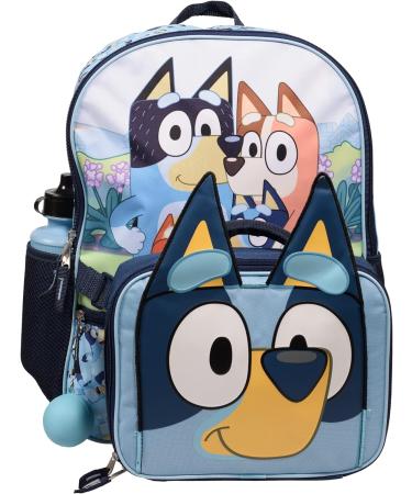 Bluey Kids 4 Piece Backpack Set for Kindergarten - Includes Lunch Box, Water Bottle & Squish Ball Dangle - Buy Online on GoSupps.com