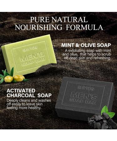 4-Piece Natural Men's Soap Set | Handmade Deep Cleaning & Moisturizing - Sandalwood Amber Mint Charcoal Turmeric - Buy Online on GoSupps.com