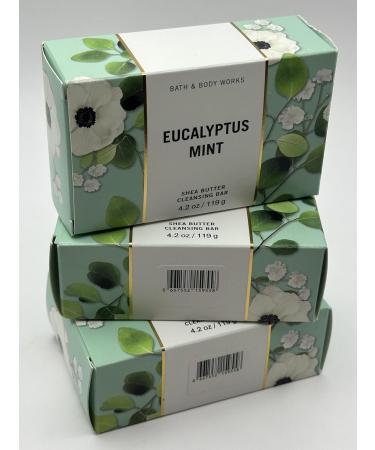 LOT 3 Eucalyptus Mint Cleansing Soap Bar | 4.2 oz Shea Butter - Natural Moisturizing Soap for All Skin Types | International Shipping Available - Buy Online on GoSupps.com