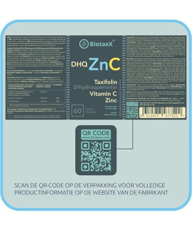 Taxifolin 92 dihydroquercetin DHQ with vitamin C and zinc strong natural antioxidant for the immune system 500 mg per capsule 60 vegan capsules - Buy Online on GoSupps.com
