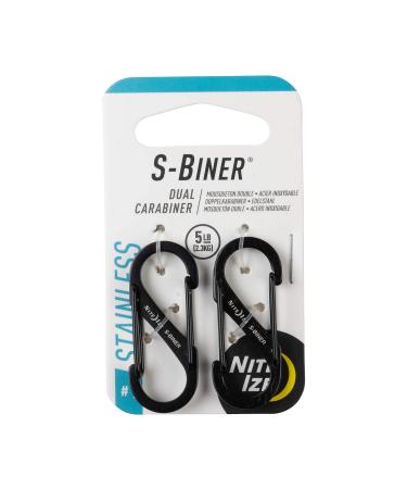 Nite Ize Size-1 S-Biner Dual Carabiner, Stainless-Steel, Black, 2 count (Pack of 1) 2 count (Pack of 1) Black