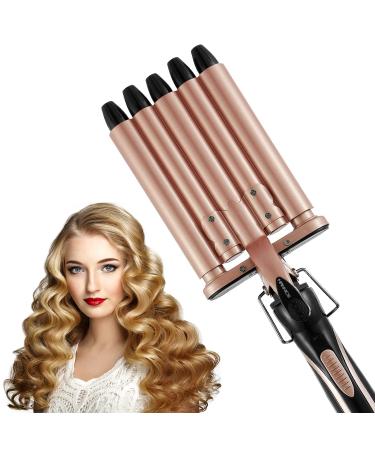 5 Barrel Curling Iron Wand Hair Waver 0.6 Inch Hair Curling Iron Ceramic Tourmaline 5 Barrels Hair Crimper Temperature Adjustable Heat Up Quickly