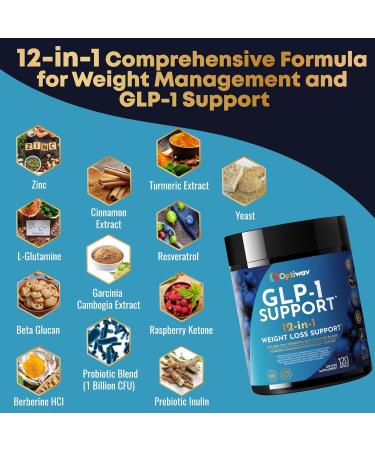 GLP-1 Support Probiotic Weight Loss Supplement - Natural GLP1 Support Appetite Suppressant for Women Men - for Daily Fat Burn Hunger Control Metabolism Boost Gut & Curb Cravings 120 Count (Pack of 1) - Buy Online on GoSupps.com