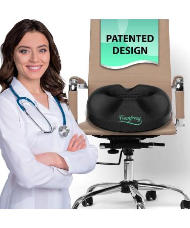 Patented Donut Pillow for Tailbone & Hemorrhoid Pain Relief - Memory Foam Seat Cushion for Pregnancy, Prostate, Post Surgery & Sciatica - Black - Buy Online on GoSupps.com