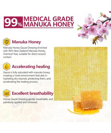 Manuka Honey Gauze Dressing 2x2 | Medical Grade Honey Patches for Wound Care | Pack of 10 for Faster Healing - Buy Online on GoSupps.com