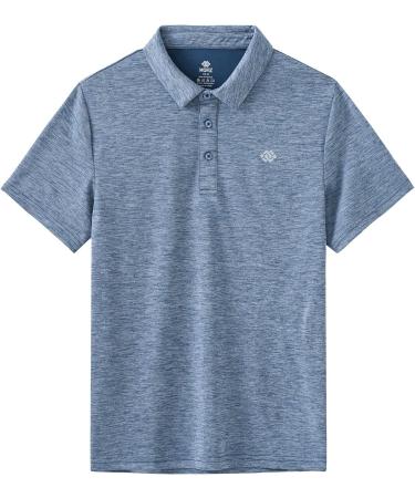MoFiz Men's Short Sleeve Polo Shirt - Breathable Summer Golf Top in M Blue | International Shipping - Buy Online on GoSupps.com