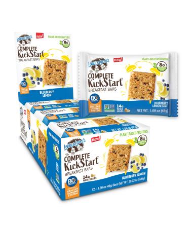 The Complete KickStart Breakfast Bars Blueberry Lemon Vegan 8g Plant Protein Probiotics 1.69oz (Box of 12)