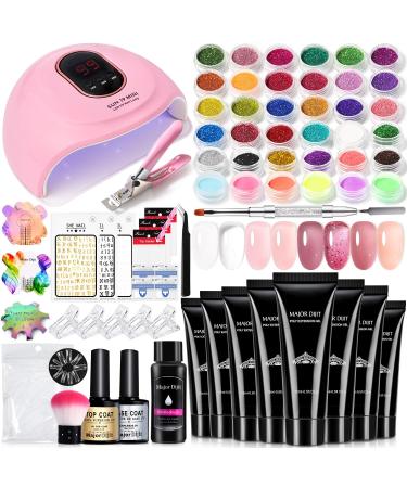 Major dijit nail extension kit 8 colies poly nail gel kit with 38W uv lamp nail brush under lacquer lacquer nail shape glitter nail cliff all-in-one nail studio set - Buy Online on GoSupps.com