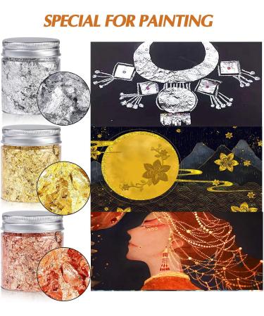 YULIKTOR Gold Foil Flakes for Resin - 15g Metallic Leaf for Nails, Painting, Crafts, Slime & Jewelry Making - 3 Bottles Imitation Gold/Silver/Copper Colors - Buy Online on GoSupps.com