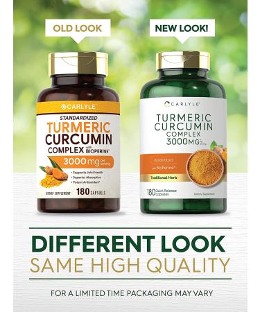 Turmeric Curcumin 3000mg 180 Capsules | 95% Standardized Curcuminoids with Bioperine | Non-GMO & Gluten Free - Buy Online on GoSupps.com