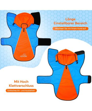 Shop Waterproof Rain Jacket for Dogs - Adjustable Reflective Coat for All Sizes - DQGHQME Ultra-Light Blue & Orange XL - Buy Online on GoSupps.com