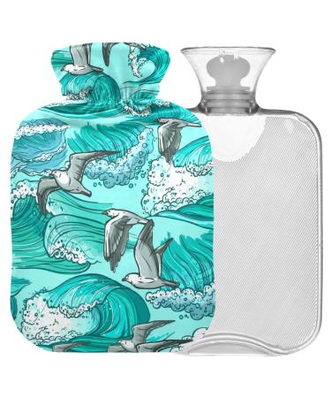 NAANLE SEA WAVE SEAGULL Birds Heat bottle MITEVARED BARD BACK WATE SPORT 1L heat bottle for bed Handfoot Heat pain relief heat and cold therapy