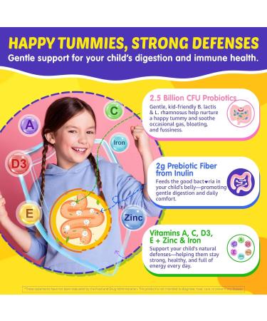 Kids Multivitamin Gummies with Omega 3 (DHA & EPA) Liposomal Methylated Multivitamin for Kids 4+ w/Methylated B12 & Folate Lutein Zeaxanthin D3 K2 Probiotics for Brain Eye Focus Growth 60Cts 60 Count (Pack of 1) - Buy Online on GoSupps.com