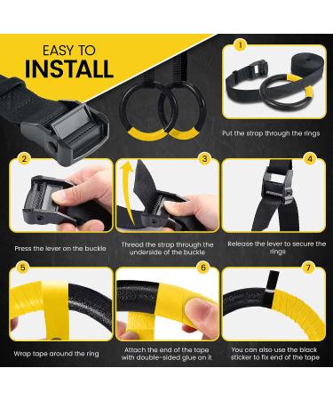 Adjustable Workout Rings - 15ft Long | Supports up to 661lbs | Non-Slip Tape Grip | Set of 2 - Buy Online on GoSupps.com