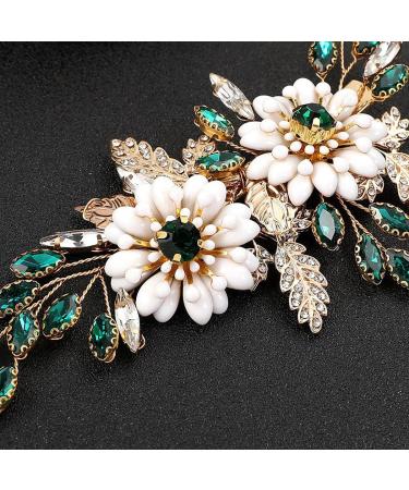 Gold Crystal Daisy Flower Bridal Hair Comb | Rhinestone Wedding Hair Accessory for Women and Girls - Buy Online on GoSupps.com