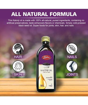 Zaika Black Seed Oil 150ml (0.33lb) Organic Kalonji Oil - Cold Pressed Black Cumin Seed Oil - Buy Online on GoSupps.com