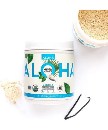 ALOHA Plant-Based Protein Powder - NO STEVIA Vanilla - Keto Friendly Vegan Protein with MCT Oil - 18.5 oz - Buy Online on GoSupps.com