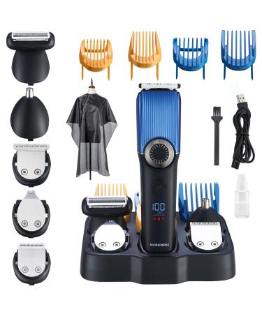 BarberBoss Beard Trimmer Men Hair Clippers - Nose Ear & Beard Grooming Set Ceramic Blade Waterproof LED Display Precision Dial 39 Cutting Lengths Rechargeable