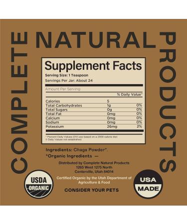 Complete Natural Products Organic Chaga Mushroom Powder for Pets Immune Support & Joint Health - 4oz - Buy Online on GoSupps.com