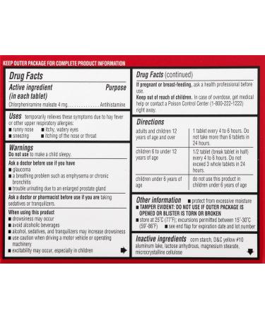 Leader 4 Hour Allergy Relief Chlorpheniramine Maleate Tablets Antihistamine 4 mg 100 Count (Pack of 6) - Buy Online on GoSupps.com