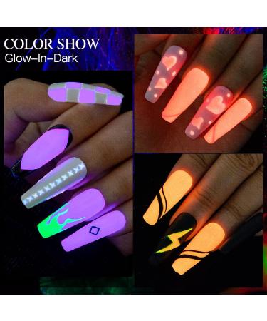 MSRUIOO Glow in the Dark Gel Nail Polish Set - 6 Luminous Neon Colors for DIY Nail Art | Fluorescent Gel Polish with Glow Effect | Soak Off UV Gel Polish - Buy Online on GoSupps.com