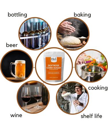 Dextrose Powder Corn Sugar (1lb)| Packed in Canada|100% All-Natural Non-GMO Gluten-Free Flavor Enhancer| Priming Sugar Natural Sweetener Sugar Replacement| Used for Homebrewing Winemaking Cooking Baking and Bottling| by Elo s Premium - Buy Online on GoSupps.com