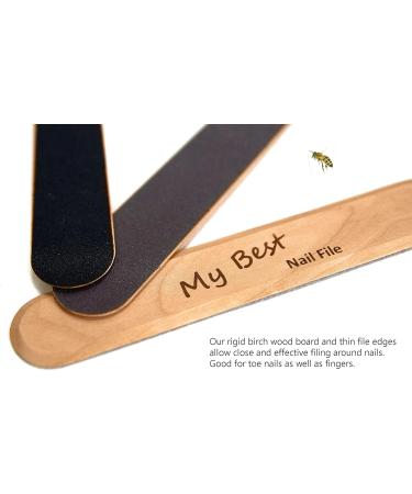 Nail File-MY BEST Manicure Pedicure Nail Files Fingers and Toes fine and Medium coarse Emery eco Sustainable Wooden Board - Buy Online on GoSupps.com