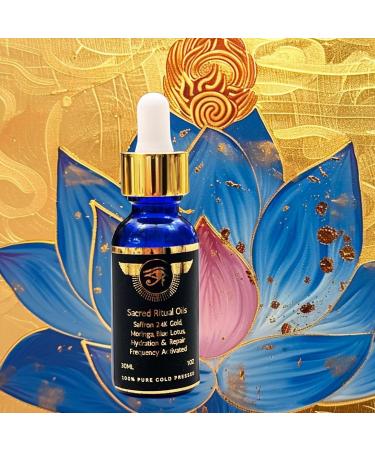 60ML Ultra Potency Blue Lotus 300X Extract | Moringa Saffron Gold Flakes for Sleep & Skin Glow | 100% Cold-Pressed for Meditation & Relaxation - Buy Online on GoSupps.com