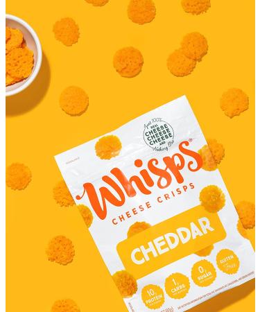 Whisps Cheddar Cheese Crisps - Keto 22g Protein Snack, Low Carb, Gluten & Sugar Free, All Natural 2.12oz Cheese Packs (Pack of 6) - Buy Online on GoSupps.com