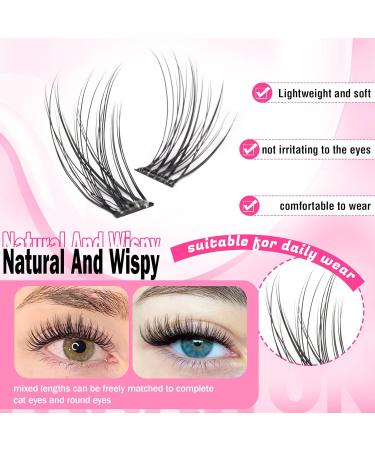 FANXITON Self Adhesive Lash Clusters | Natural Waterproof Wispy & Cat Eye Lashes - 180 pcs C Curl No Glue - Buy Online on GoSupps.com