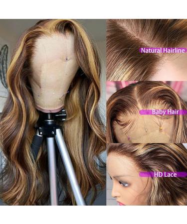 16 Brazilian Virgin Ombre Body Wave Lace Front Wig - Pre Plucked, HD Lace, 150% Density - Highlight Ombre - 9A Human Hair - Buy Online on GoSupps.com