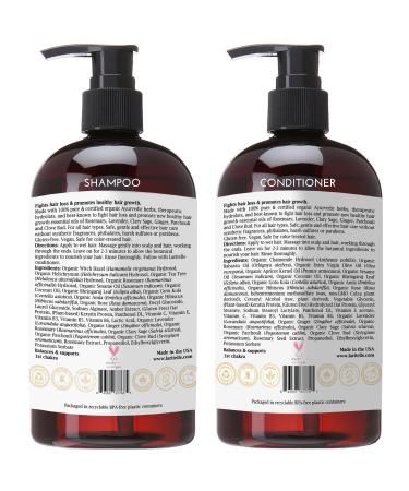 Organic Hair Growth Set - Ayurvedic Shampoo & Conditioner for Hair Loss | No GMOs Sulfates Gluten Parabens - Buy Online on GoSupps.com