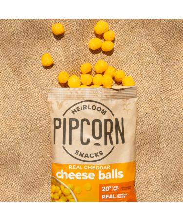 Pipcorn Heirloom Cheddar Cheese Balls 1oz 24 Pack - Gluten Free & Non-GMO Snack with Organic Cheese - Preservative Free Halloween Treats - Buy Online on GoSupps.com