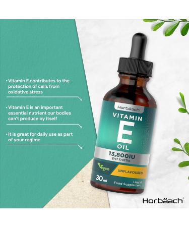Vegan Vitamin E Oil Oral Drops 30ml | 230iu | 13 800iu per Bottle | Unflavoured Liquid Supplement by Horbaach - Buy Online on GoSupps.com