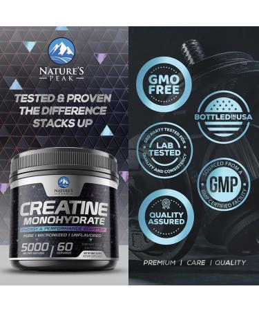Pure Creatine Powder 5000mg - Unflavored Micronized Creatine Monohydrate | Keto & Vegan | Supports Muscle Growth & Strength | 60 Servings - Buy Online on GoSupps.com